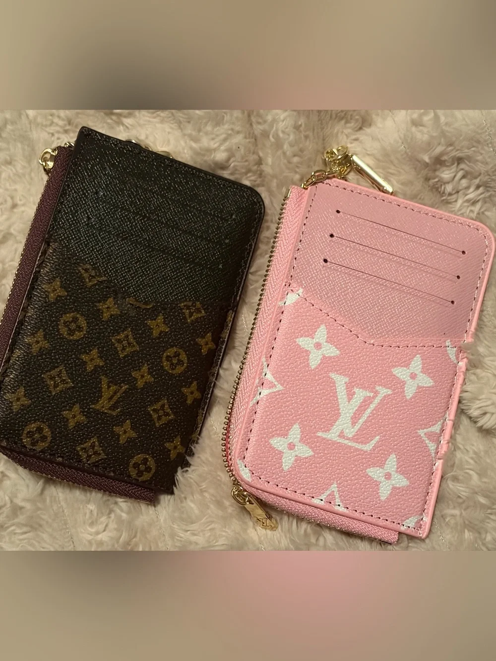 Pink or Brown Card Holder Pouch
